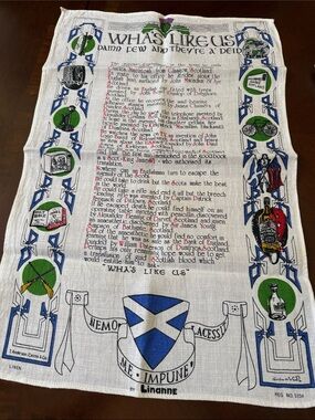 Vintage Scottish Linen Tea Towel “Wha’s Like Us” with Crest by Linanne
